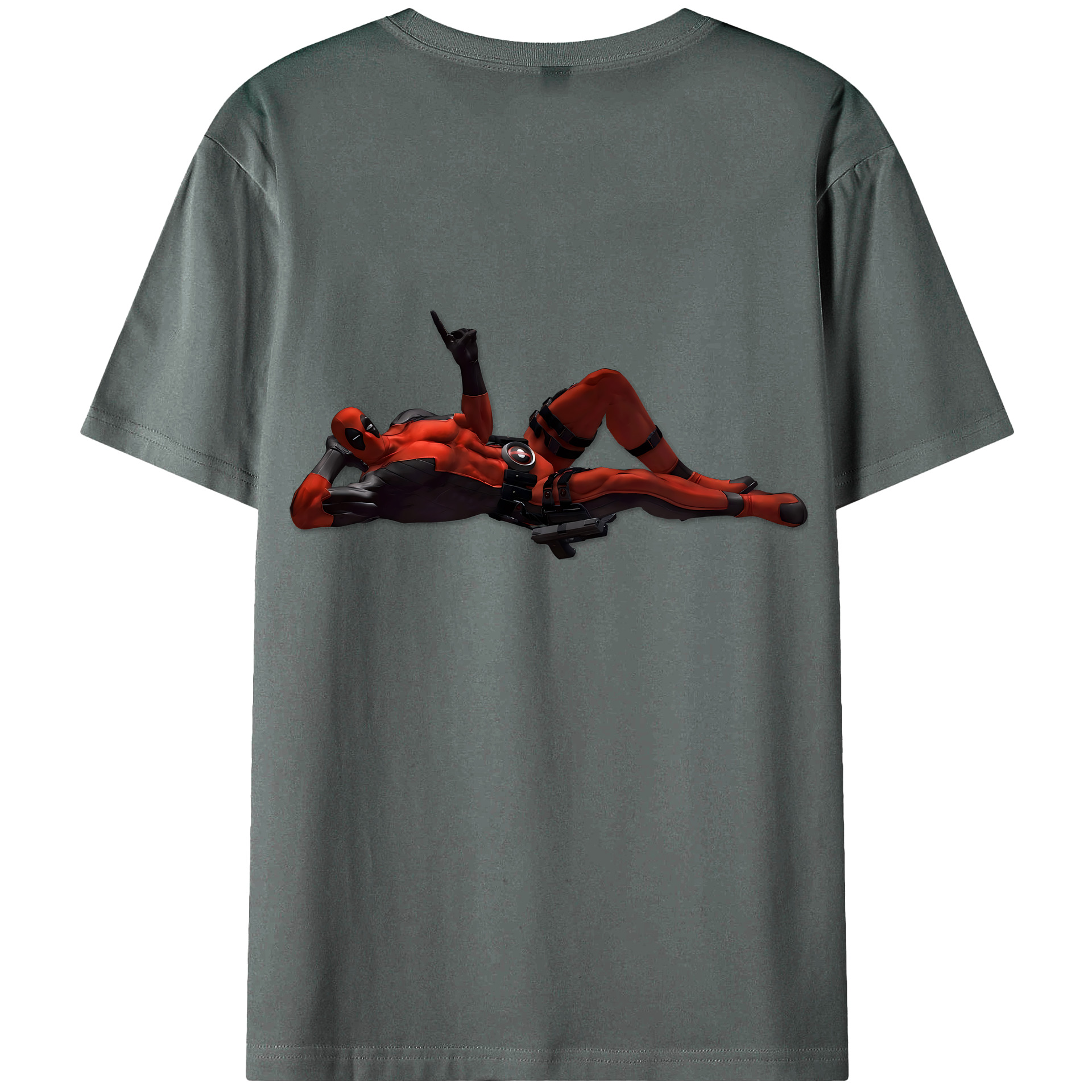 （画像用） Deadpool デッドプール 綿100％ メンズ半袖Tシャツ（バックプリント） 通気性
